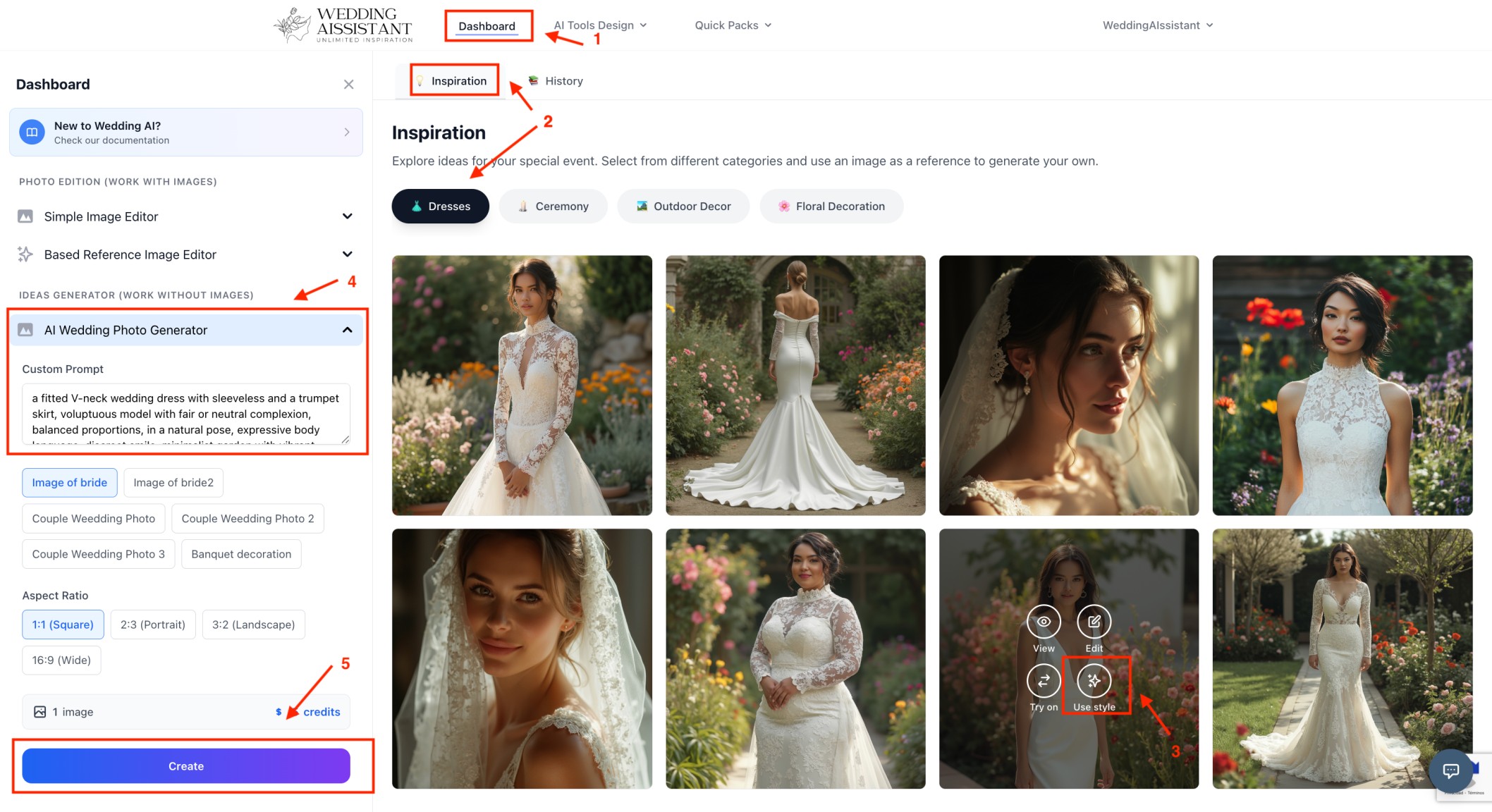 Generate wedding dress ideas