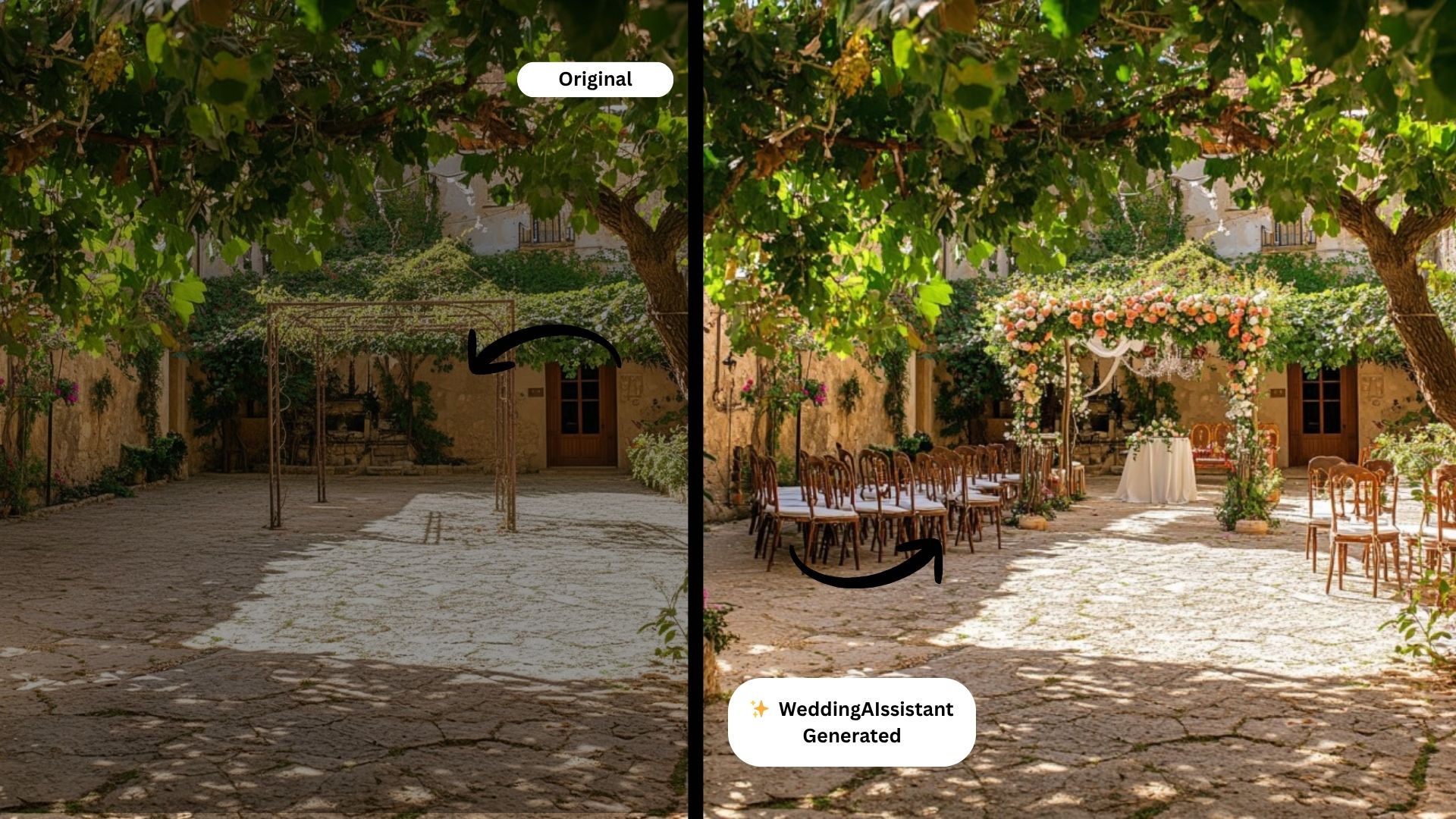 AI-generated wedding decor preview