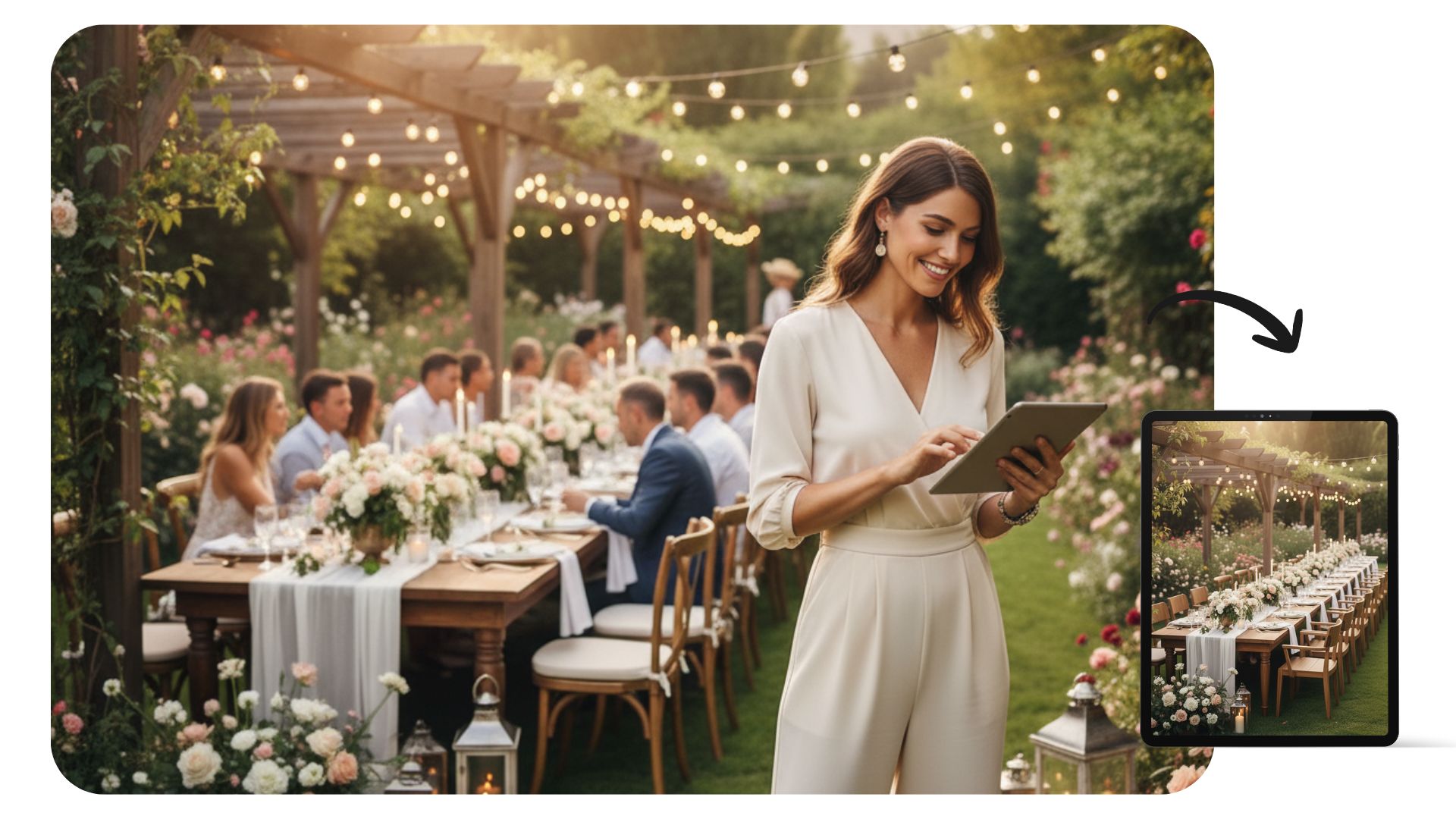 Wedding planner working with AI visuals