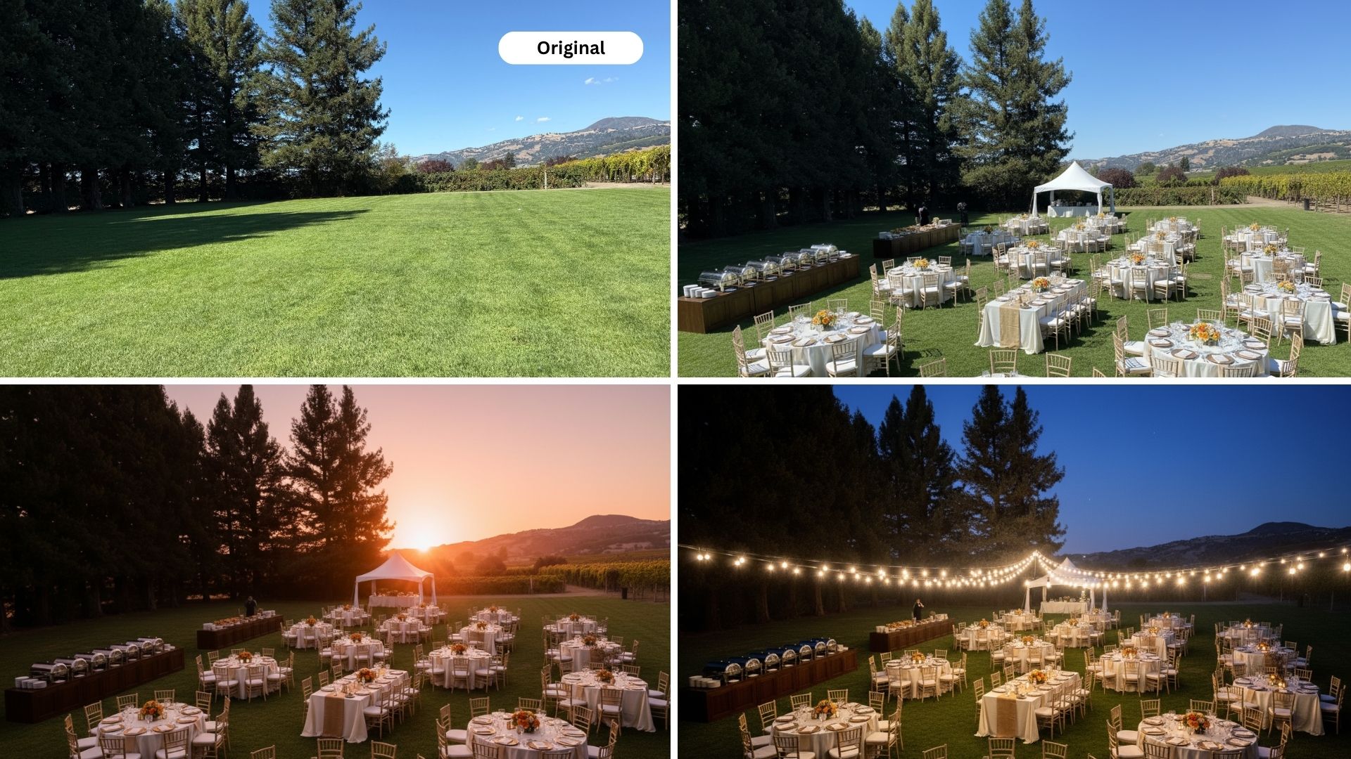AI-transformed venue wedding setup